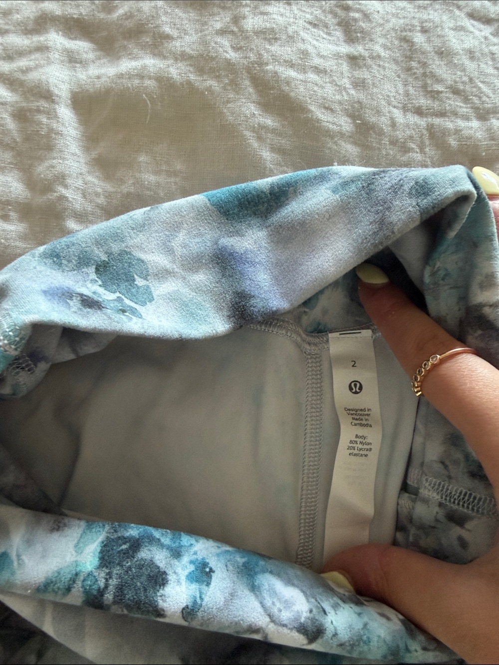 Lululemon Teal Gray Floral High-Waist Leggings - Picture 4 of 4